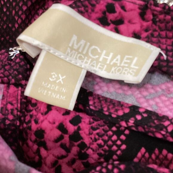 MICHAEL MICHAEL KORS Snake-Print Chain-Neck Top DEEP FUCHSIA Sz 3X - Picture 9 of 12